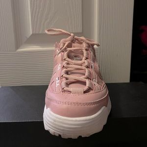Pink and White Fila Shoes